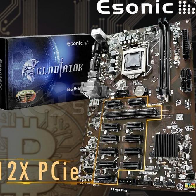 TERBARU - Motherboard Mining Esonic Gladiator TB250BTC (upto 12 Riser)