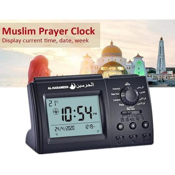 Jam Meja Digital Alarm Adzan Muslim Prayer Watch Clock