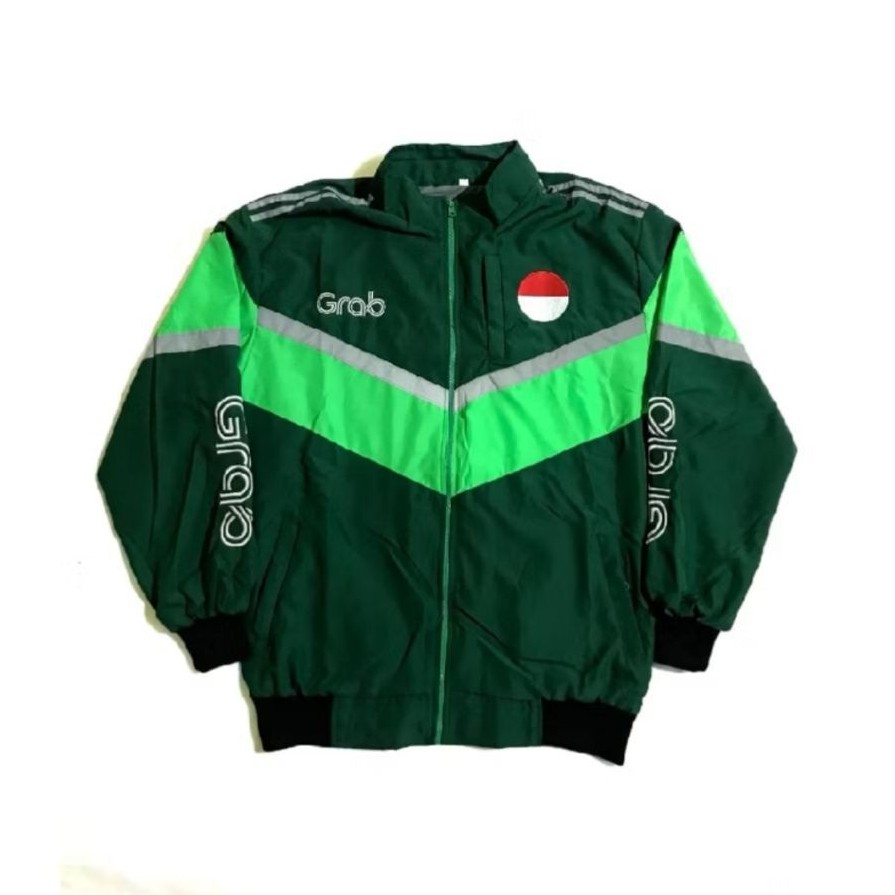 Jaket Bomber Grab Thailand Premium 2026 | Jaket Driver Ojek Online Windbreaker Reflektif Hijau Hitam