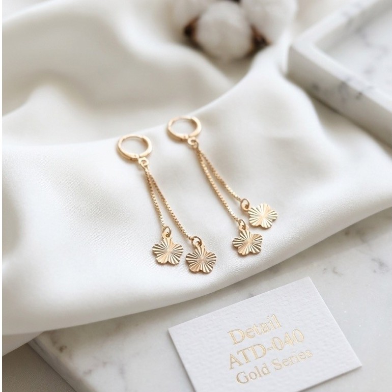 Anting Jurai Bunga Bola Mutiara Hati Love Model Panjang Titanium Asli Xuping Tahan Karat Anti Luntur