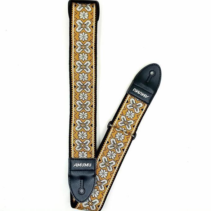 Amumu Co45J-Yl-V Strap Gitar Motif Crossroads Bloom Jacquard