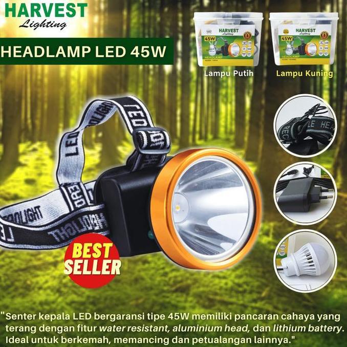 45W,HEADLAMP SENTER KEPALA MULTIGUNA KUALITAS PREMIUM HARVEST LED