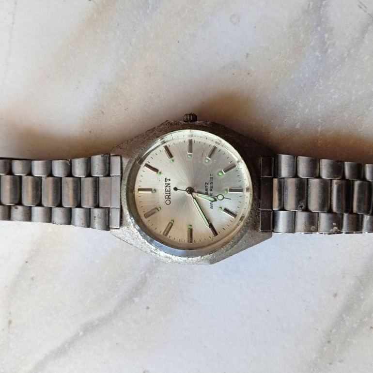 Jam Tangan Orient Analog Pria Tali Rantai Warna Silver