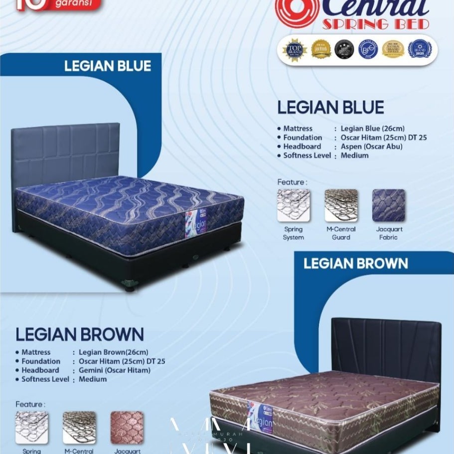 SPRINGBED CENTRAL LEGIAN GARANSI 10 THN MURAH ukuran 90×200 120×200 160×200 180×200 90 120 160 180 x