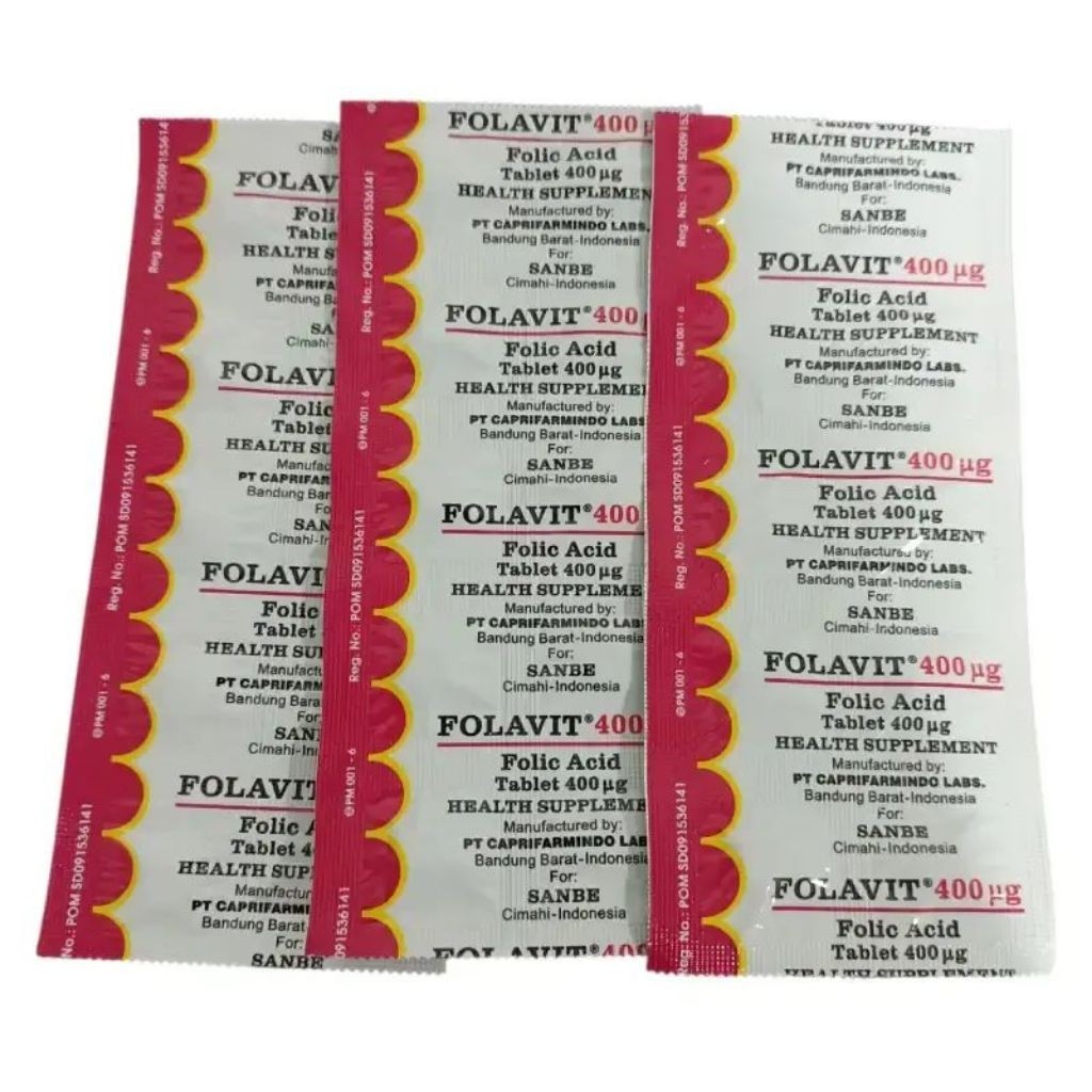 FOLAVIT ASAM FOLAT TABLET 400 Mcg Suplemen Asam Folat Ibu Hamil