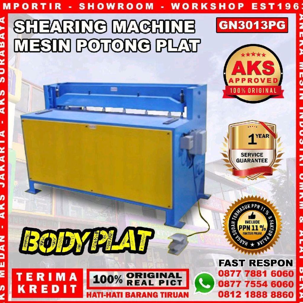 Mesin Shearing Potong Pemotong Shearing Machine Plat 3 x 1300mm Alat Gunting Plat Machine AKS-GN3013