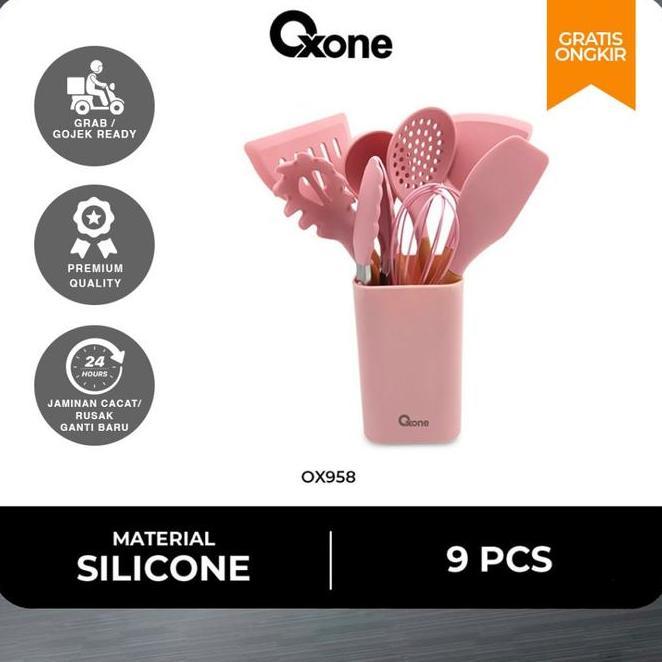 Oxone Ox958 9Pcs Silicone Kitchen Tools Spatula Kitchenware