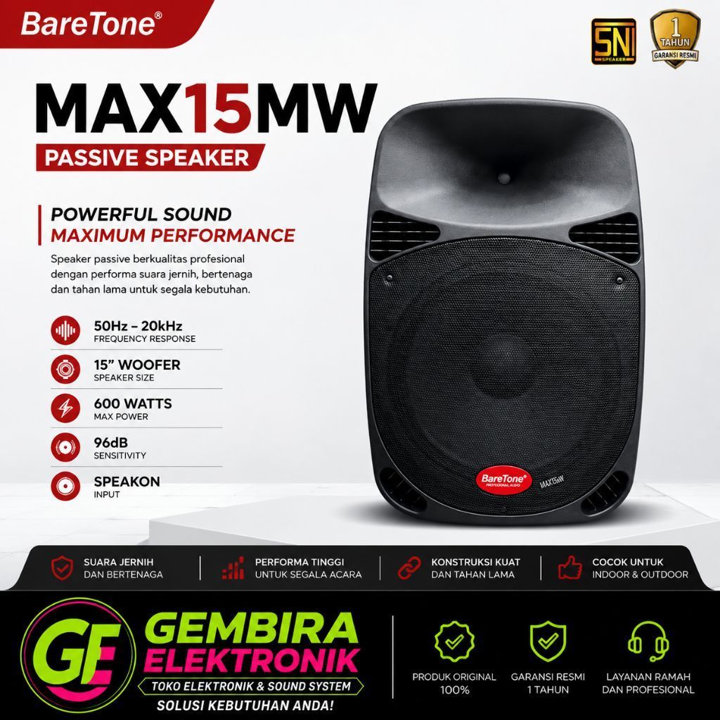 Speaker pasif baretone 15 inch max15mw Max 15Mw pasive pasif Original