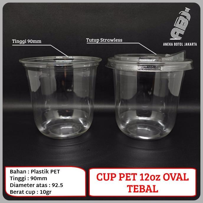mischa Cup plastik PET 12 oz oval tebal / Gelas Plastik PET oval 12 oz