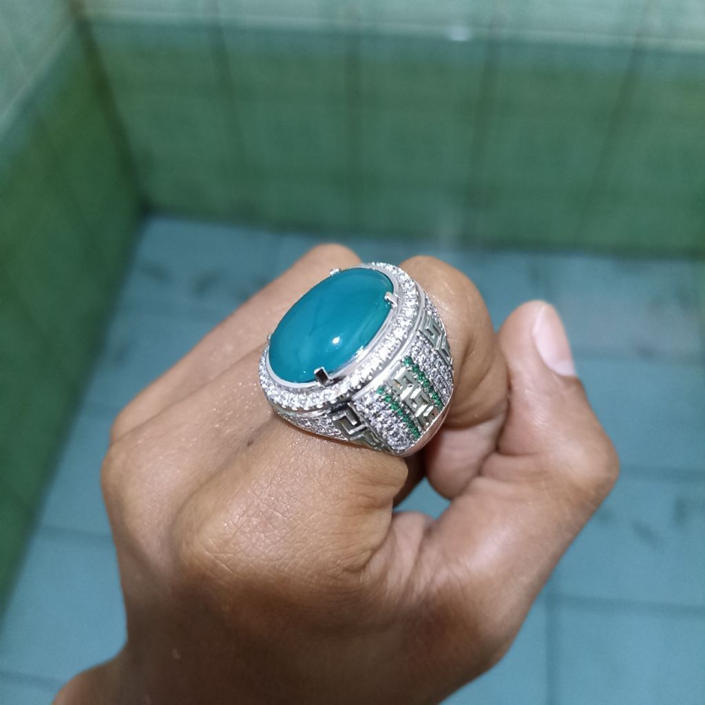 CINCIN BATU BACAN DOKO MODEL SEMITANAM BAHAN KUNINGAN SARI SUPER