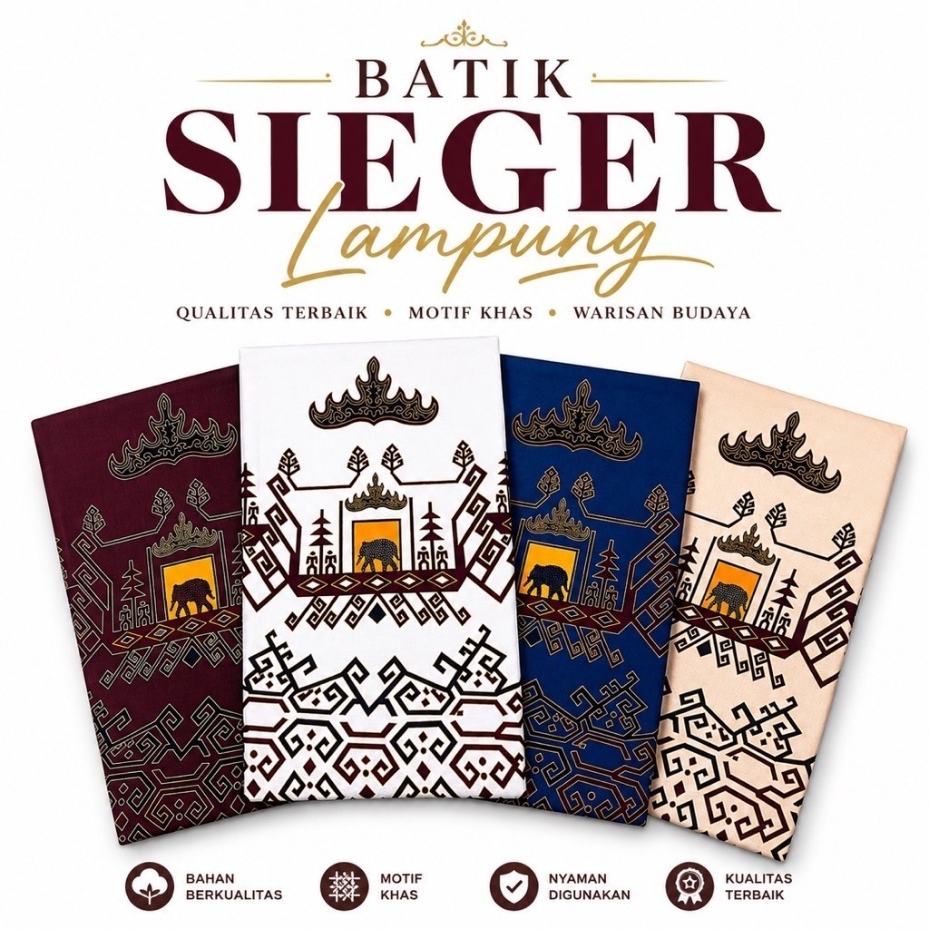 Kain Batik Siger Lampung Bahan Katun Halus Lembut Premium Motif Lampung Untuk Dewasa Pria Wanita