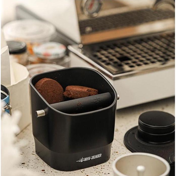 Mhw-3Bomber Square Coffee Knock Box 1.2L Waste Container / Tempat Wadah Ampas Kopi Tebal Anti Licin 