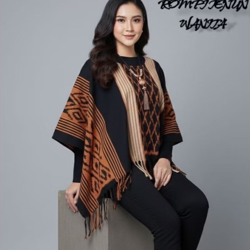Baju Batwing Tenun etnik Rumbai Outer Wanita Kekinian Baju Rompi kantor