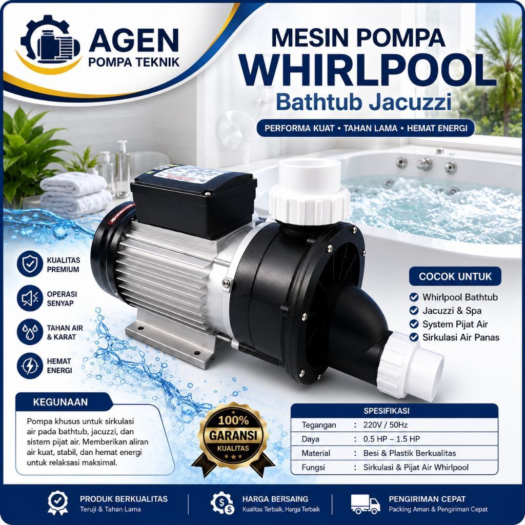 Mesin Pompa WHIRLPOOL 2 PK Bathtub / Bathub Jacuzzi