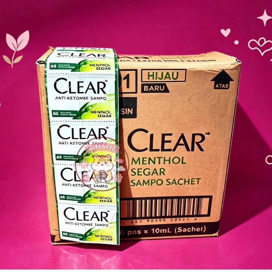 [ 1 KARTON ] SHAMPO CLEAR MENTHOL / SHAMPO CLEAR MENTHOL SEGAR / SAMPO RAMBUT CLEAR SACHET RENCENGAN