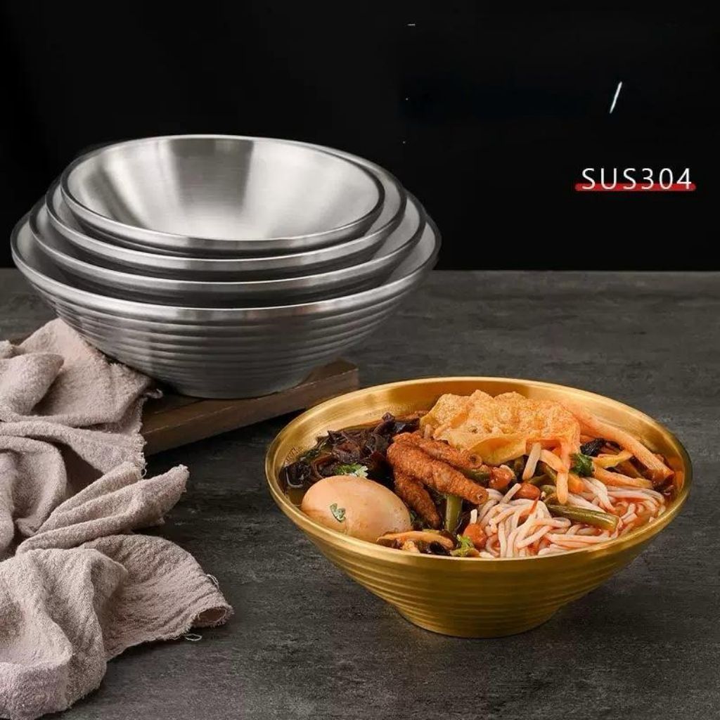 22CM MANGKOK MIE DALAM STAINLESS 304. MANGKOK MIE PANSIT STAINLESS 304. MANGKOK STAINLESS 304. MANGK