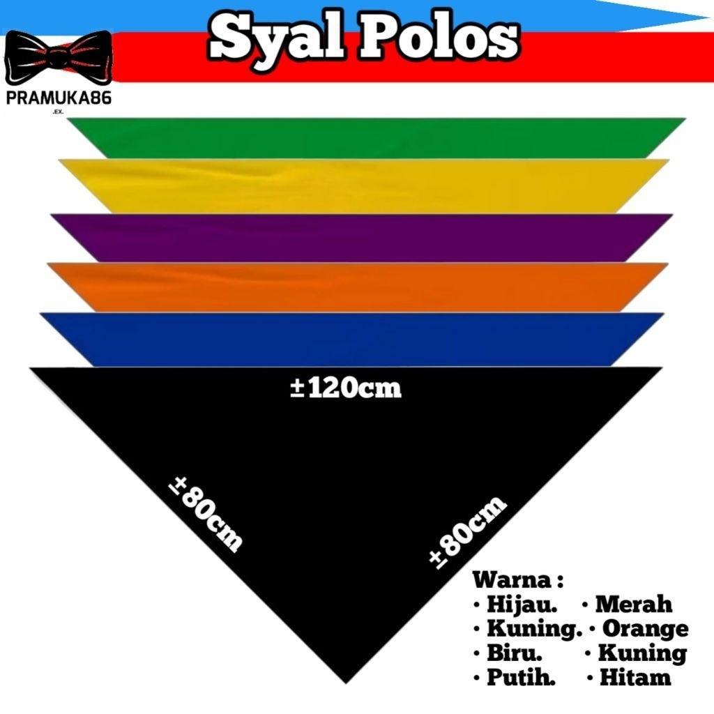 Syal Slayer Segitiga Polos / Syal Segitiga Polos / Syal Manasik Haji / Syal Umroh / Syal Pramuka / S