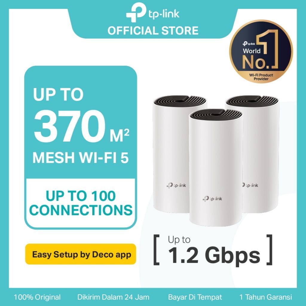 TP-Link Deco M4 | 3 Pack |  AC1200 Mesh WiFi System | WiFi 5 1200Mbps | Dual Band Router | Gigabit