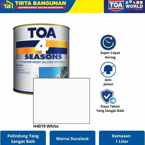 [] TOA 4 SEASON PAINT PREMIUM HIGH GLOSS ENAMEL CAT KAYU & BESI GLOSSY BULAT MINIMALIS 0.9 LT Hitam 
