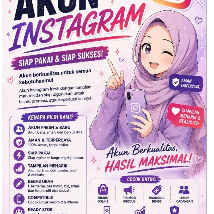 Akun Instagram Polos fresh Aktif - Siap Pakai, Bergaransi