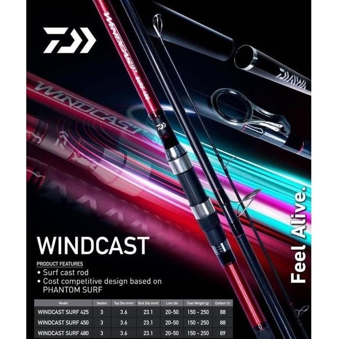 (Good) Daiwa Windcast Wind Cast 425 450 480 Rod Surf Joran Pasiran