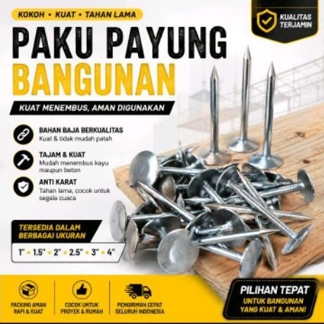 Paku Seng Galvanis 1 KG - Tipe Ulir 3 Inch, Tajam & Siap Pakai
