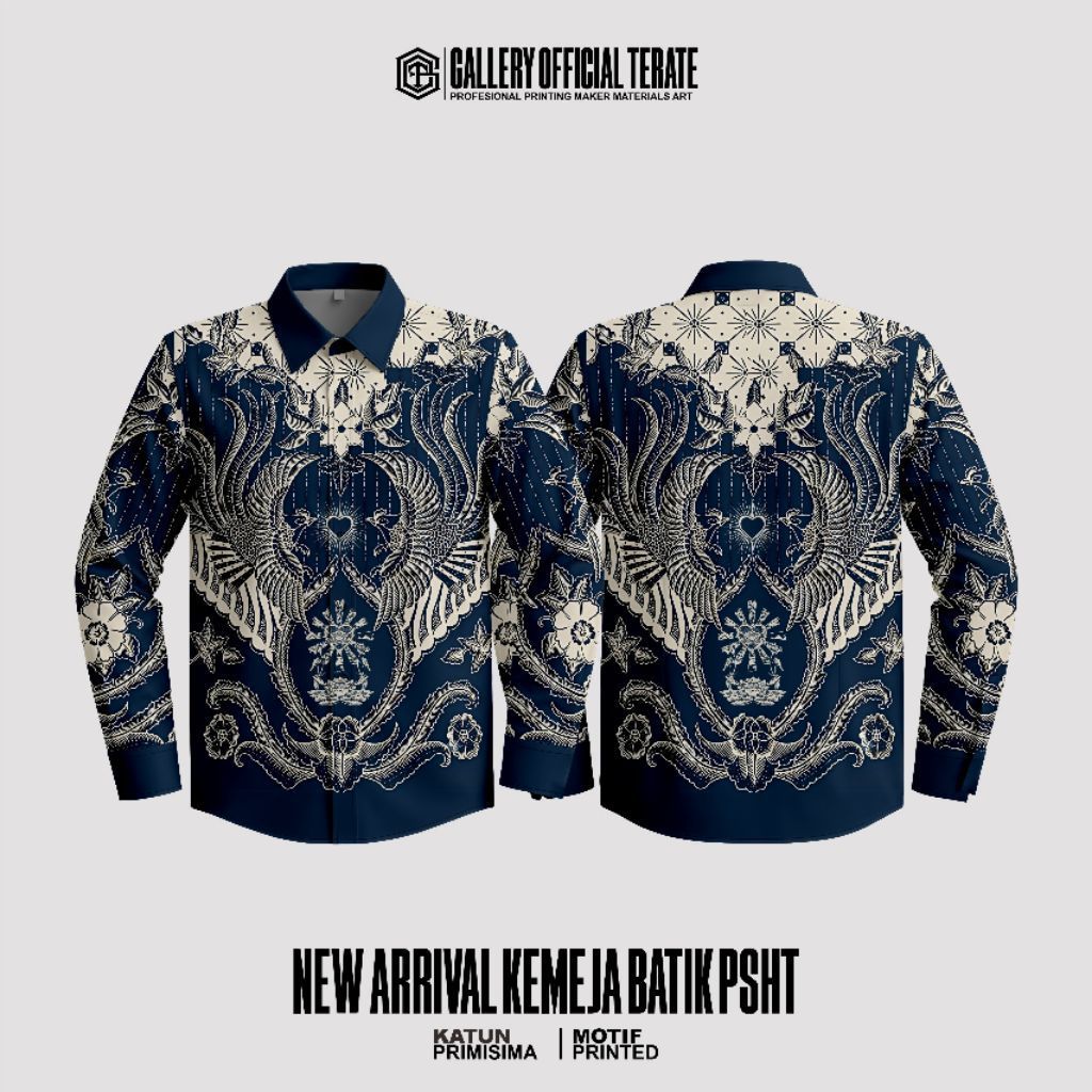KEMEJA BATIK PRINT PANJANG PSHT BIRU NAVI VIRAL // KEMEJA BATIK PRINTING PSHT LENGAN PANJANG // KEME