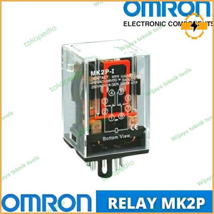Omron Relay Mk2P 220V 8 Kaki Komponen Elektronik Omron Mk2P-I Dengan Spesifikasi 220Vac-276Vac 5A/20