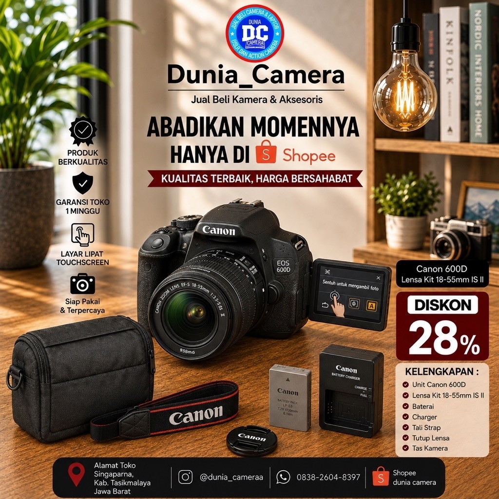 Canon 600d bekas no vignet mulus
