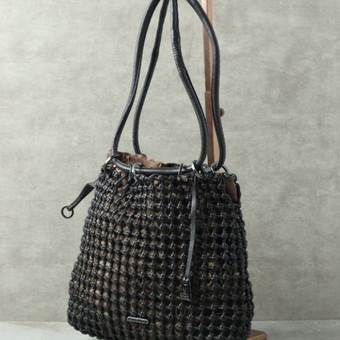 ALS-395 COBO Genuine Leather Woven Cord Hand Bag