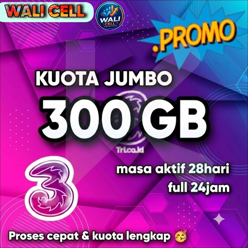 Paket Kuota Internet Tri Three 3 300gb 250gb 156gb 150gb 100gb AON - Kuota Nasional, Aktif Selamanya