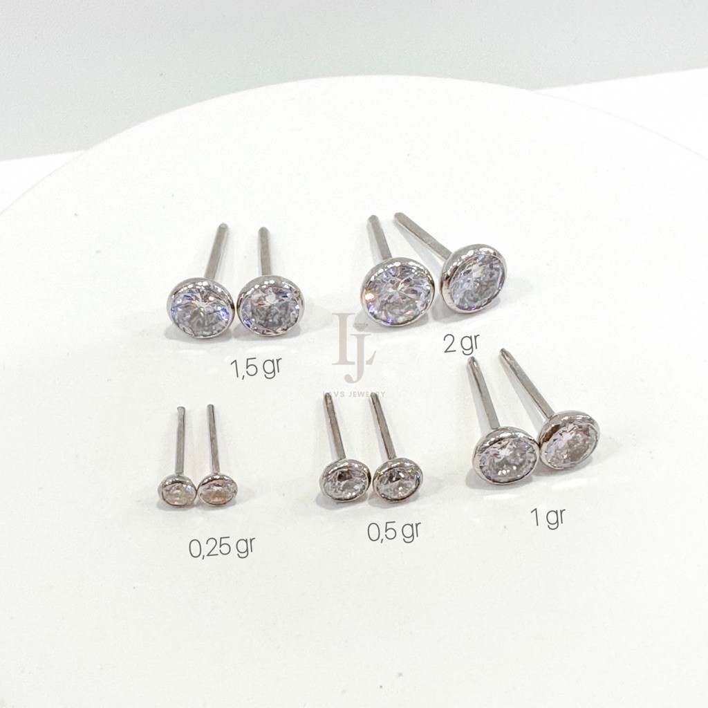 Anting Tusuk Giwang Mata Burung Perak 925 Asli Silver 925 Warna Putih Giwang Mata Satu Lapis Emas Pu