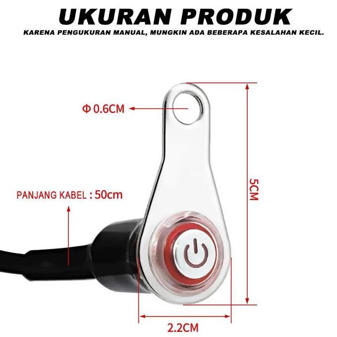Promo COD Tombol On Off Push Button LED + Soket Stainless, Saklar Tahan Air Universal Untuk Motor Da