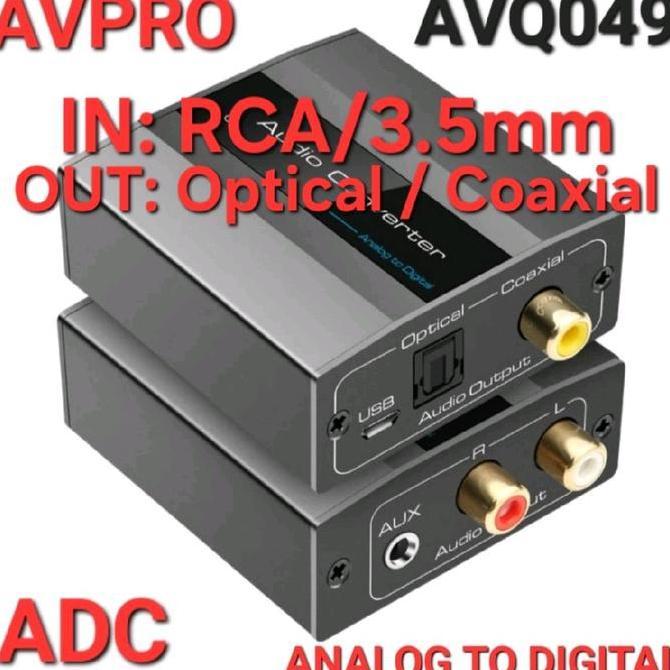 AVPRO AVQ049 ANALOG TO DIGITAL AUDIO CONVERTER ADC 48KHZ RCA & 3.5MM FAS08
