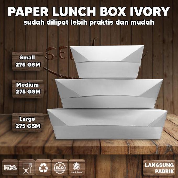 Dingdong- Kotak Lunch Box Paper Putih | Paper Lunch Box Ivory Tebal