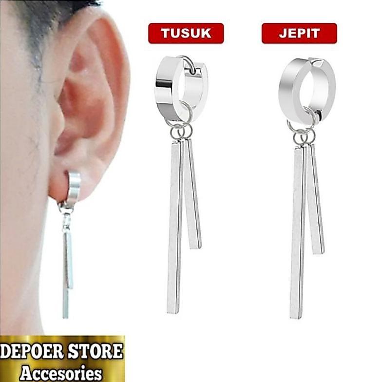 Original Anting Gantung Doble Batang Jepit& Tindik