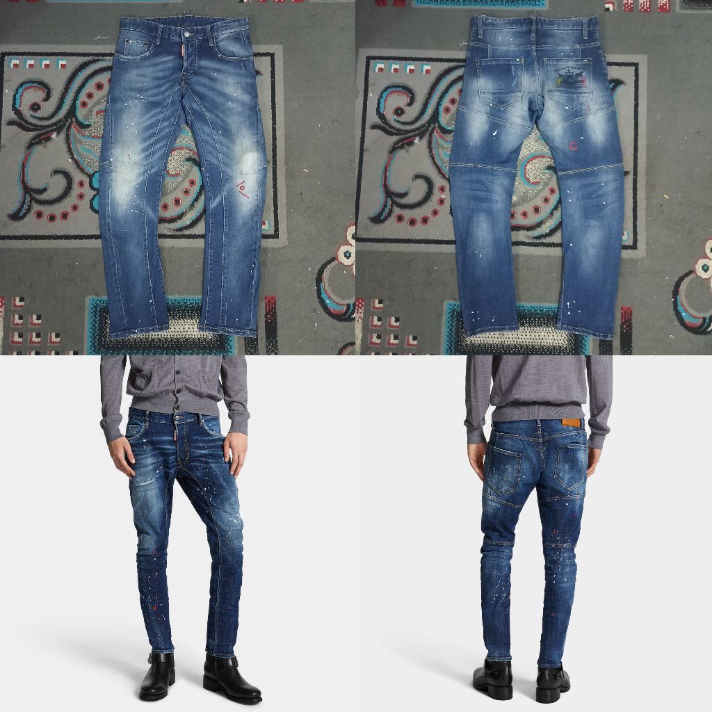 Dsquared2 Tidy Biker Blue Washed Slim Fit Denim Made in Italy Celana Jeans Dsquared