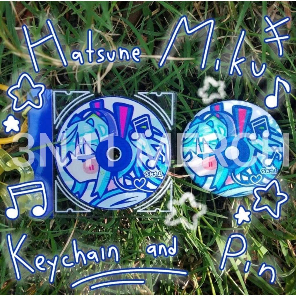 Hatsune Miku CD Fan Made Keychain and Glitter Pin