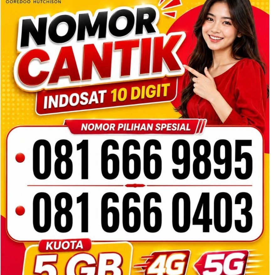 kartu perdana nomor CANTIK BANGET dari Indosat 10 digit