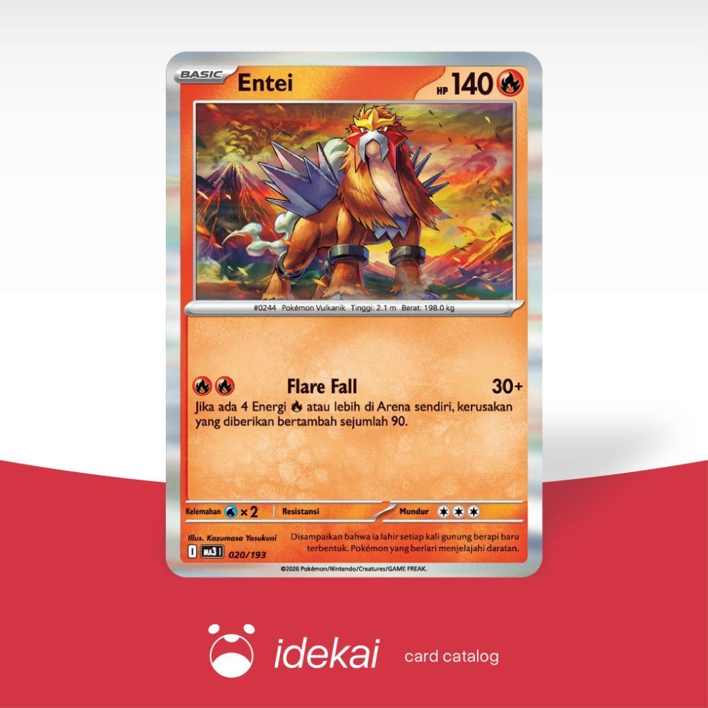 Entei MA3 020/193 - Holo - Evolusi Mega Impian - Pokemon TCG Indonesia - Idekai Store