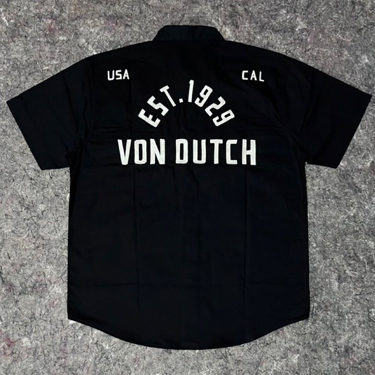 KEMEJA PRIA (WS) - VON DUTCH - 1792 - HITAM - ORIGINAL 100%