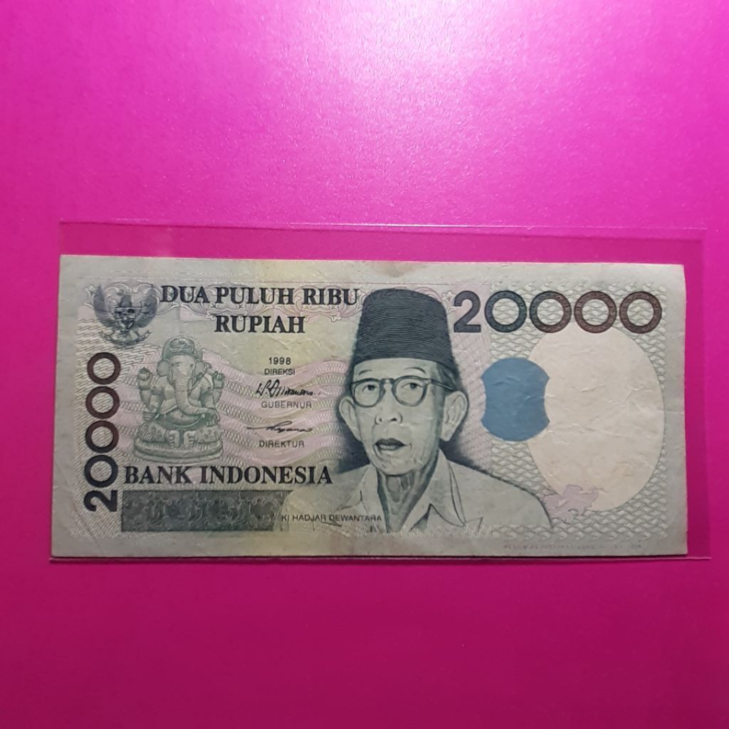 uang kuno 20000 rupiah kihajar 1998