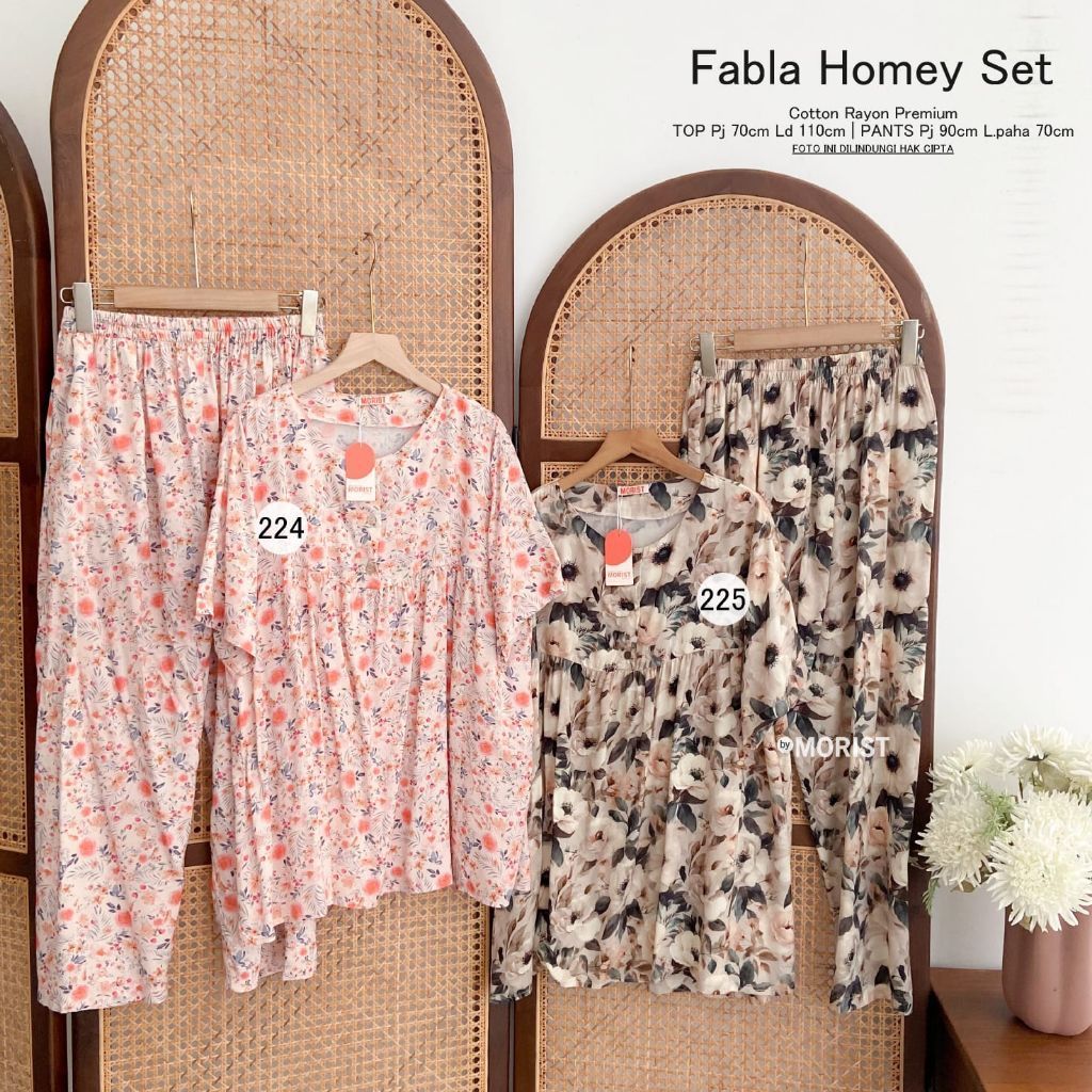 Fabla Homey set Setelan Oneset Pendek Premium Catton Rayon Original Ori Morist Berlabel