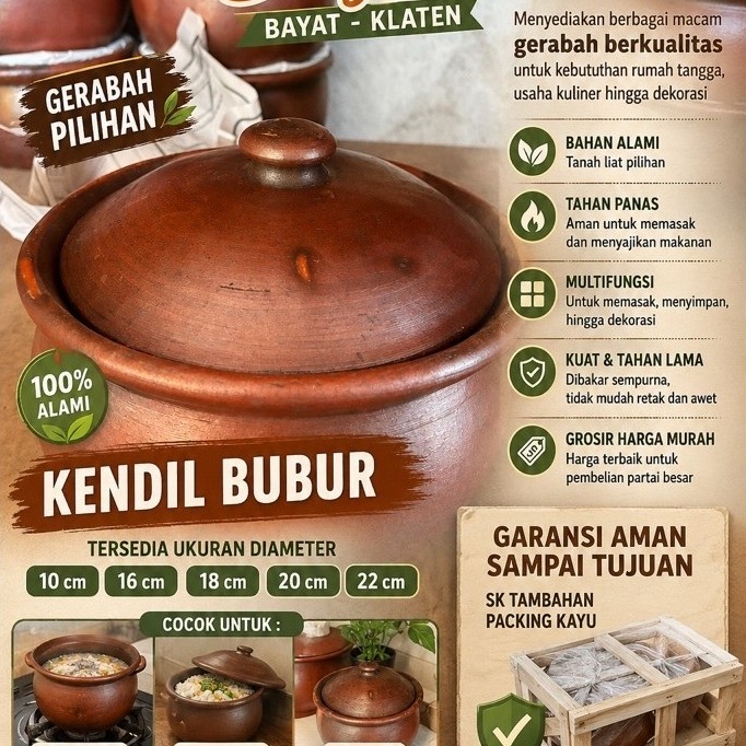Kendil Bubur D22cm | Kendil Bubur Tanah liat