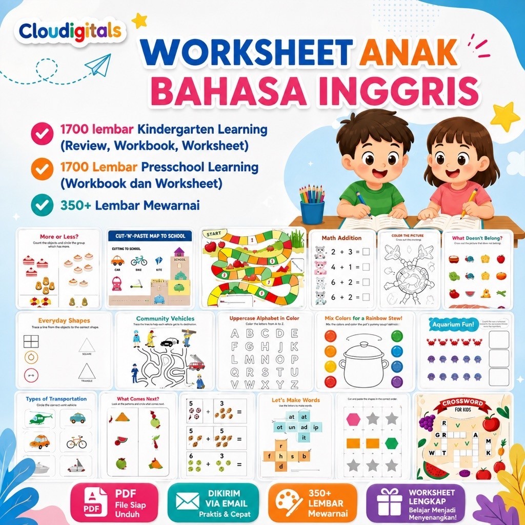 3700+ Worksheet Anak Bahasa Inggris | Worksheet Anak PAUD & TK | Belajar, Mewarnai & Aktivitas Seru