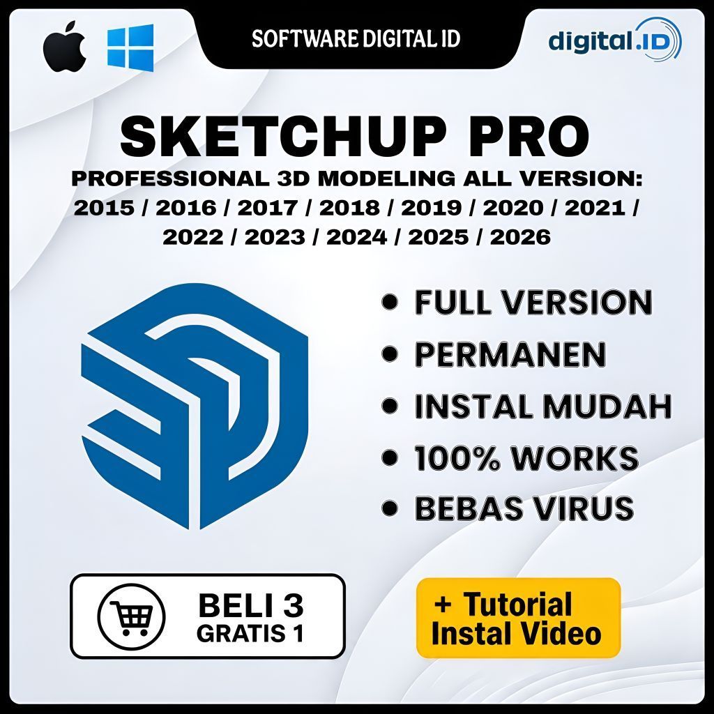 Sketchup Pro 2026 - 2015 Full Version Lifetime Permanen Windows & Mac Os | Tersedia Versi 2026 / 202