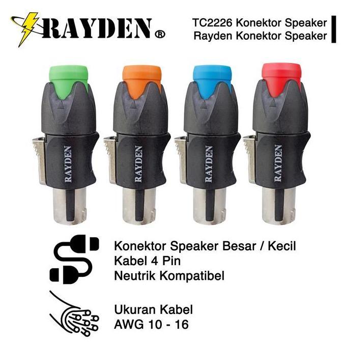 RAYDEN TC2226 JACK SOCKET SOKET KONEKTOR CONNECTOR AUDIO SPEAKON SPICON NEUTRIK SPEAKER MALE 4 PIN R