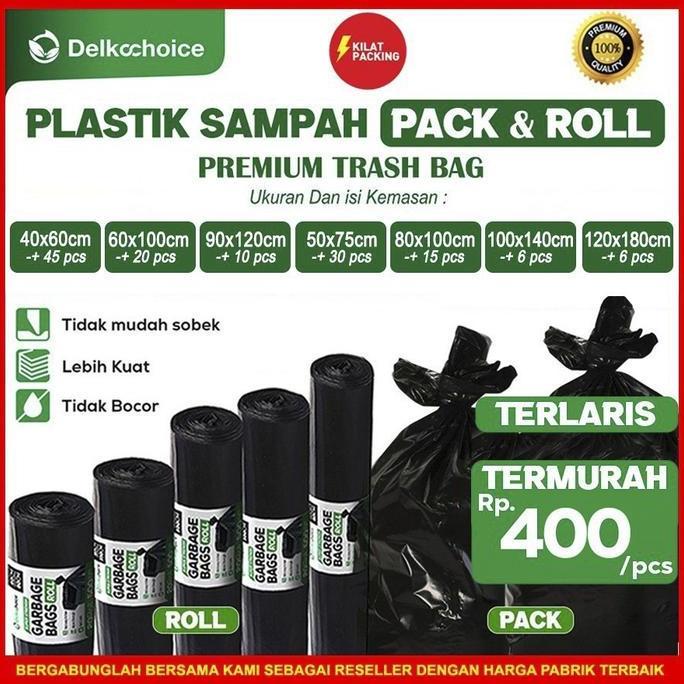 Trash- Kantong Plastik Sampah Hitam Besar / Trash Bag Garbage Bag Jumbo Kuat Satuan