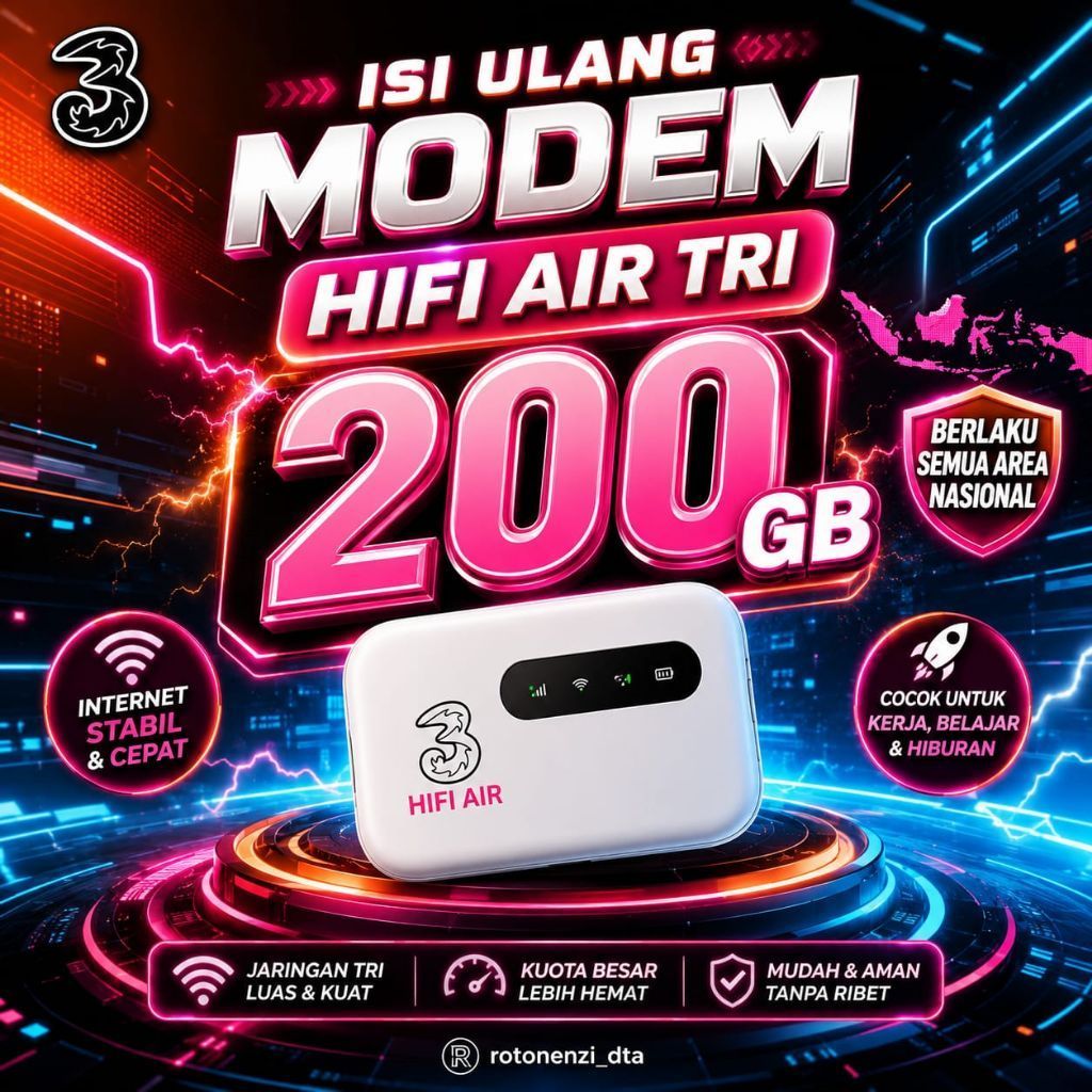 ISI ULANG MODEM TRI HIFI AIR