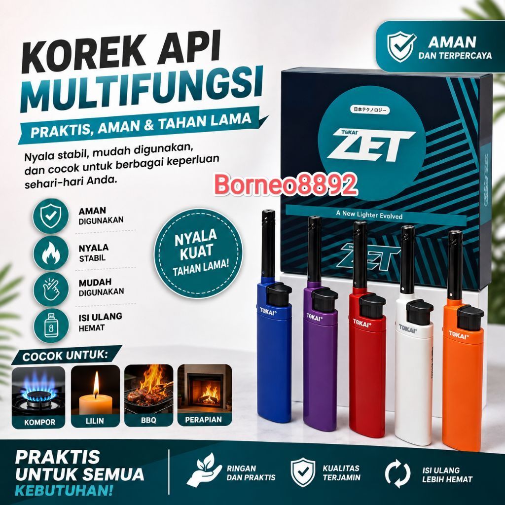 Korek Gas Tokai ZET Pemantik Kompor Bara Isi Ulang Piezoelectric